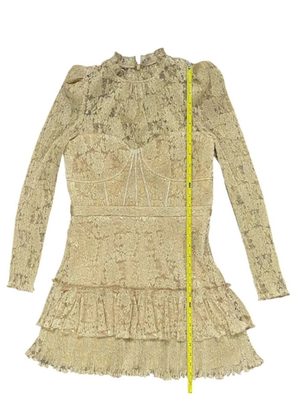 SAYLOR Gold Adria Mini Dress Medium - Picture 11 of 11